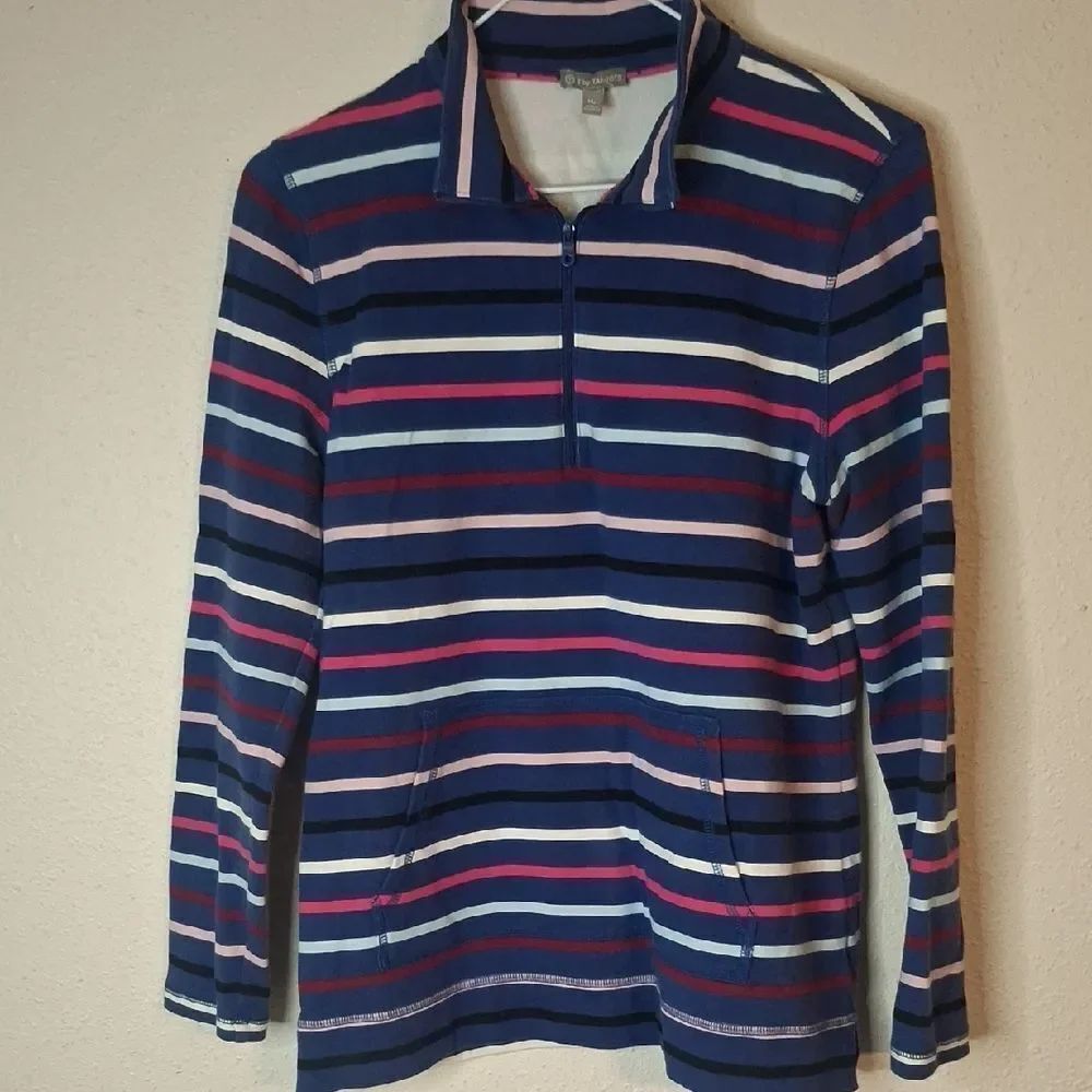 Talbots Blue and Pink Quarter-Zip Top size MP